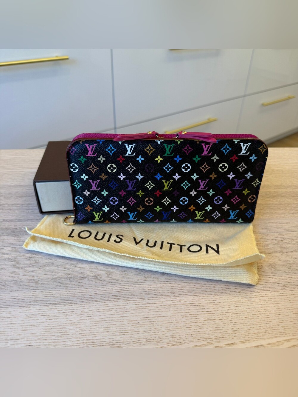 Louis Vuitton Multicolor Monogram ZipWallet - Black with Pink Trim